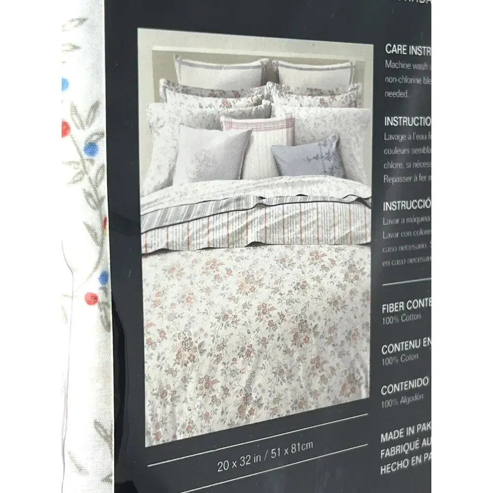 Ralph Lauren Carolyne Vine Standard Pillowcases Grey Pair Of 2 - 20” X 32”